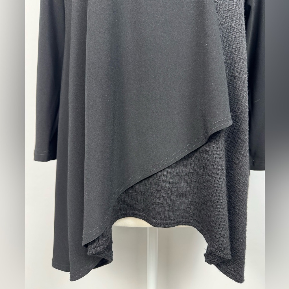 Sympli Asymmetrical Knit Tunic Long Sleeves Lightweight Mixed Media Black Size 8 - Picture 4 of 10
